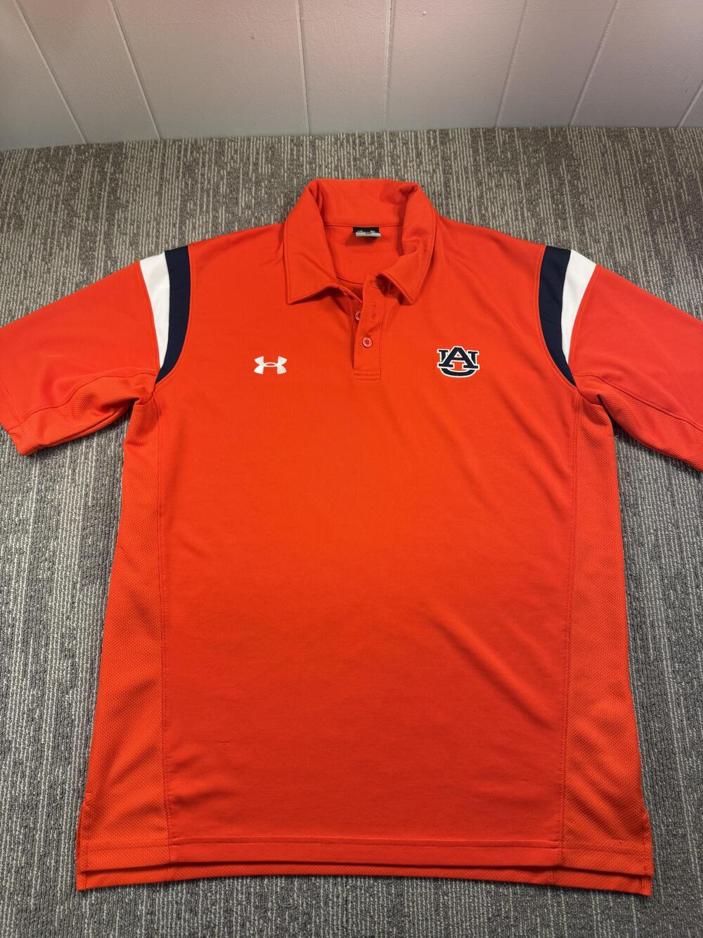 Auburn Tigers Polo Shirt Mens Medium NCAA Football Under Armour Performance
